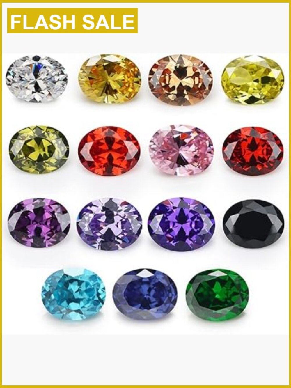 5A Oval Cut Loose CZ Stones Mix 15 Colors for Jewelry Making